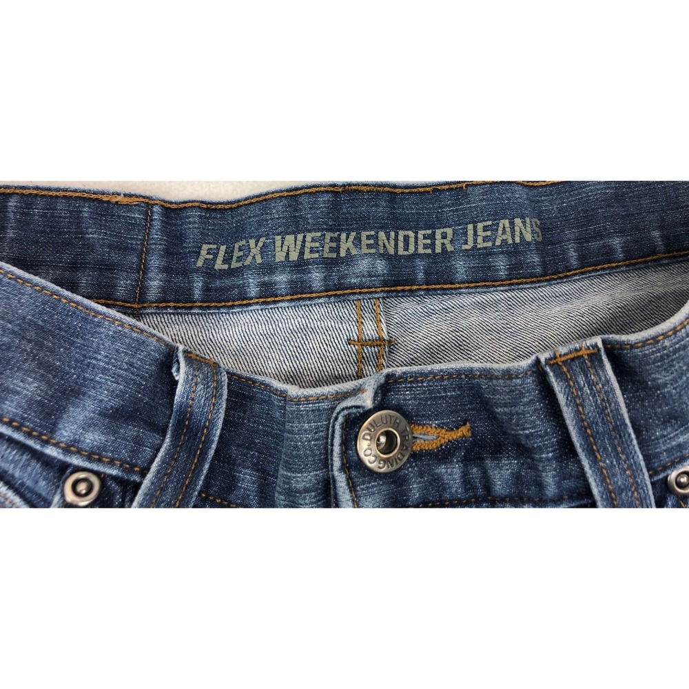 Duluth Trading Co Flex Weekender Jeans Mens 34x30 Dark Wash Blue Standard Fit - Picture 4 of 9